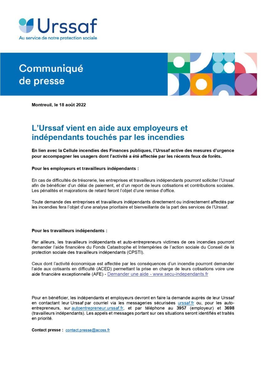cp de l'urssaf du 18.08.22 aides incendies page 0001
